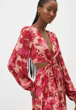 Answear Lab rochie culoarea roz, midi, evazati imagine