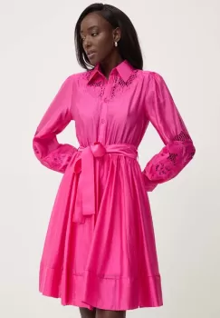 Answear Lab rochie culoarea roz, mini, evazati imagine