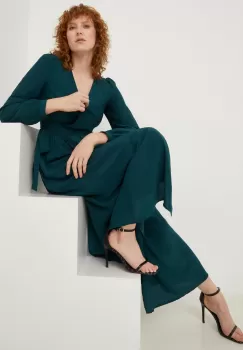 Answear Lab rochie culoarea verde, maxi, evazati imagine