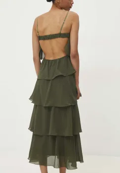 Answear Lab rochie culoarea verde, maxi, evazati imagine