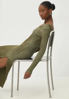 Answear Lab rochie culoarea verde, midi, mulata imagine