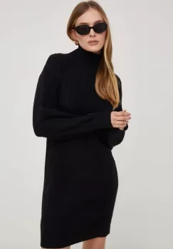 Answear Lab rochie de casmir culoarea negru, mini, drept imagine