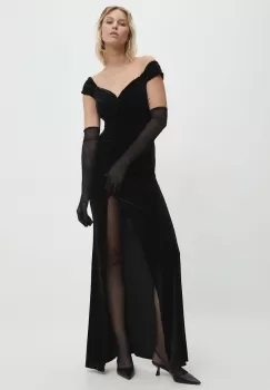 Answear Lab rochie de catifea culoarea negru, maxi, mulata imagine