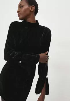 Answear Lab rochie de catifea culoarea negru, mini, evazati imagine