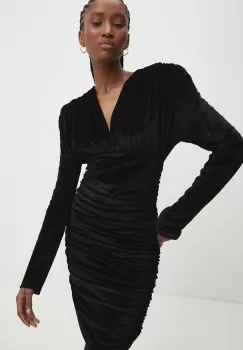 Answear Lab rochie de catifea culoarea negru, mini, mulata imagine