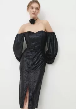 Answear Lab rochie de catifea culoarea negru, mini, mulata imagine