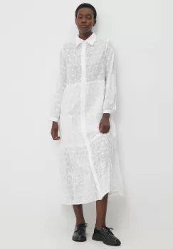 Answear Lab rochie din bumbac culoarea alb, maxi, evazati imagine