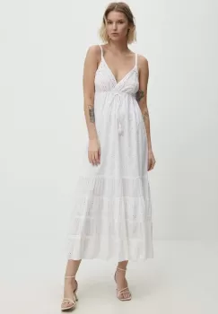 Answear Lab rochie din bumbac culoarea alb, maxi, evazati imagine