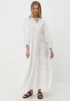 Answear Lab rochie din bumbac culoarea alb, maxi, evazati imagine