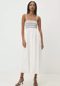 Answear Lab rochie din bumbac culoarea alb, maxi, evazati imagine