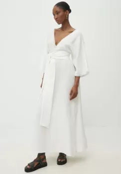 Answear Lab rochie din bumbac culoarea alb, maxi, evazati imagine