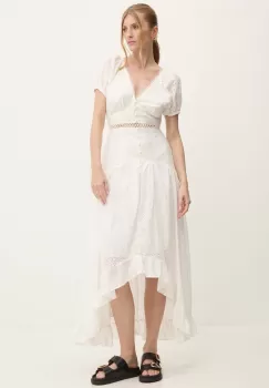 Answear Lab rochie din bumbac culoarea alb, maxi, evazati imagine