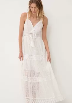 Answear Lab rochie din bumbac culoarea alb, maxi, evazati imagine