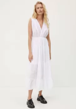 Answear Lab rochie din bumbac culoarea alb, maxi, evazati imagine