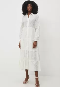 Answear Lab rochie din bumbac culoarea alb, maxi, evazati imagine