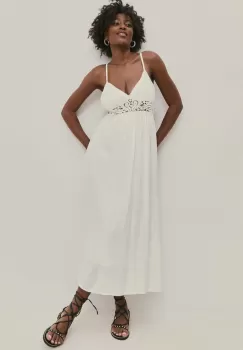 Answear Lab rochie din bumbac culoarea alb, maxi, evazati imagine