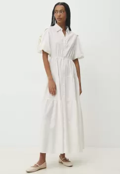 Answear Lab rochie din bumbac culoarea alb, maxi, evazati imagine