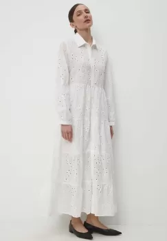 Answear Lab rochie din bumbac culoarea alb, maxi, evazati imagine