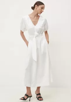 Answear Lab rochie din bumbac culoarea alb, maxi, evazati imagine