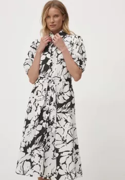 Answear Lab rochie din bumbac culoarea alb, midi, evazati imagine