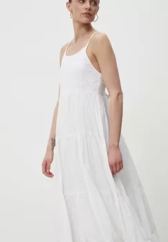 Answear Lab rochie din bumbac culoarea alb, midi, evazati imagine