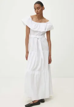 Answear Lab rochie din bumbac culoarea alb, midi, evazati imagine