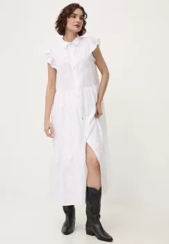 Answear Lab rochie din bumbac culoarea alb, midi, evazati imagine