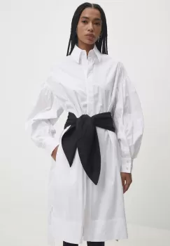 Answear Lab rochie din bumbac culoarea alb, midi, oversize imagine