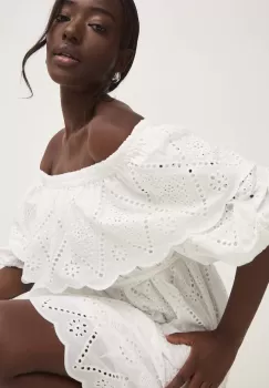 Answear Lab rochie din bumbac culoarea alb, mini, evazati imagine