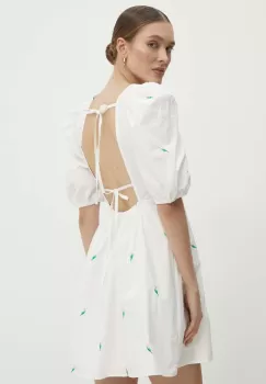 Answear Lab rochie din bumbac culoarea alb, mini, evazati imagine