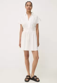 Answear Lab rochie din bumbac culoarea alb, mini, evazati imagine