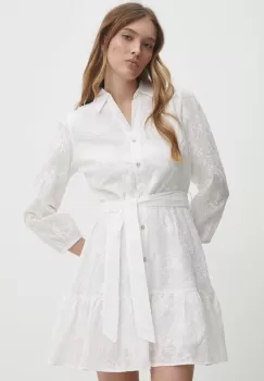 Answear Lab rochie din bumbac culoarea alb, mini, evazati imagine