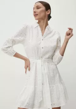 Answear Lab rochie din bumbac culoarea alb, mini, evazati imagine