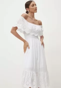 Answear Lab rochie din bumbac culoarea alb, mini, evazati imagine