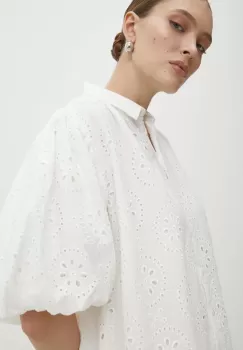 Answear Lab rochie din bumbac culoarea alb, mini, evazati imagine