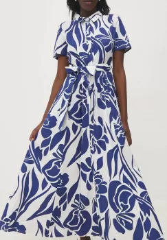 Answear Lab rochie din bumbac culoarea albastru marin, maxi, evazati imagine