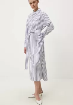 Answear Lab rochie din bumbac culoarea albastru marin, midi, drept imagine