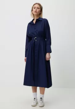 Answear Lab rochie din bumbac culoarea albastru marin, midi, evazati imagine