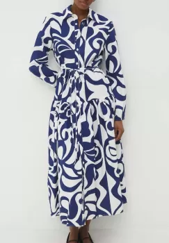 Answear Lab rochie din bumbac culoarea albastru marin, midi, oversize imagine