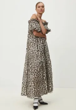 Answear Lab rochie din bumbac culoarea bej, maxi, evazati imagine