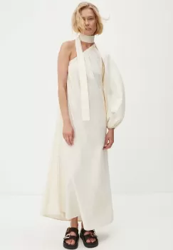 Answear Lab rochie din bumbac culoarea bej, maxi, evazati imagine