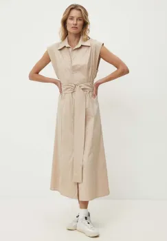 Answear Lab rochie din bumbac culoarea bej, maxi, evazati imagine