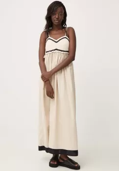 Answear Lab rochie din bumbac culoarea bej, maxi, evazati imagine