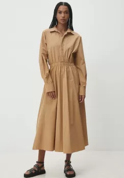 Answear Lab rochie din bumbac culoarea bej, maxi, evazati imagine