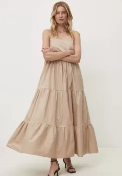 Answear Lab rochie din bumbac culoarea bej, maxi, evazati imagine