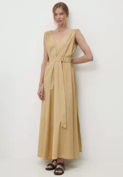 Answear Lab rochie din bumbac culoarea bej, maxi, evazati imagine