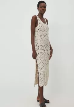 Answear Lab rochie din bumbac culoarea bej, maxi, mulata imagine