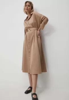 Answear Lab rochie din bumbac culoarea bej, midi, evazati imagine