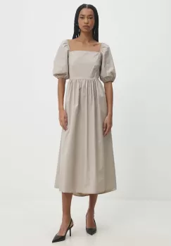 Answear Lab rochie din bumbac culoarea bej, midi, evazati imagine