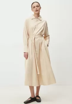 Answear Lab rochie din bumbac culoarea bej, midi, evazati imagine